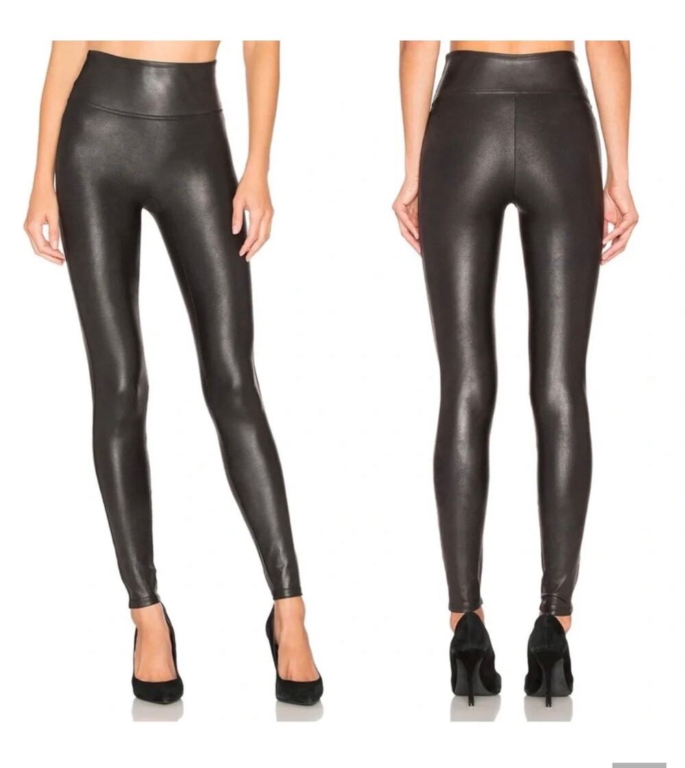 Spanx Faux Leather Black Leggings Size Large NEW WITH TAGS